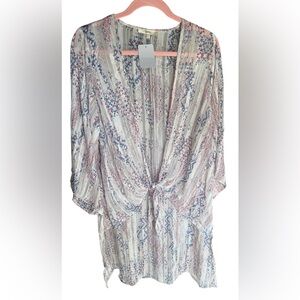 Andree by Unit Blue and Pink Patterned Cardigan